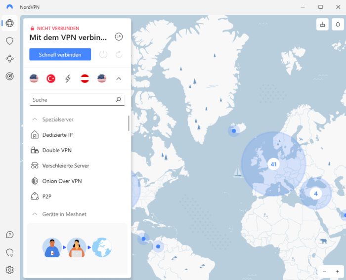 Die Windows-Software von NordVPN