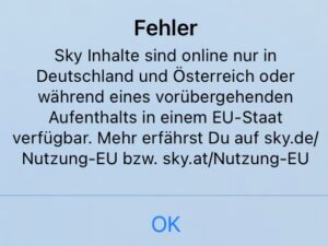 Sky Geoblocking-Fehler 