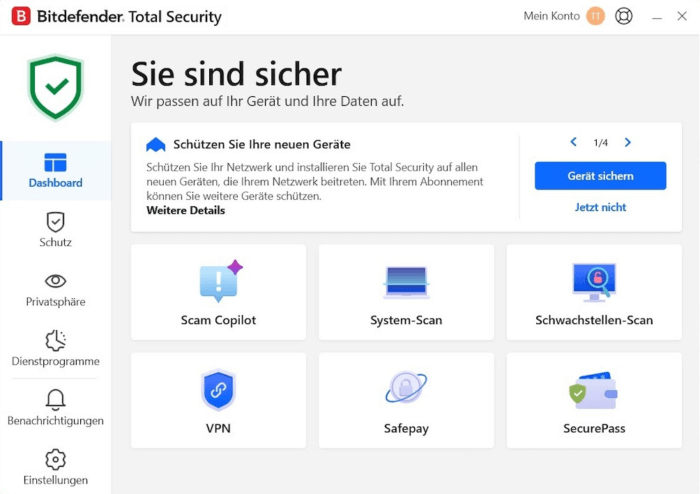 Bitdefender Total Security Dashboard