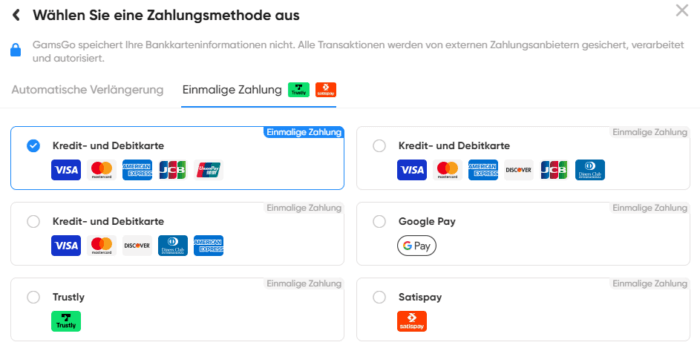 Zahlungsmethoden 