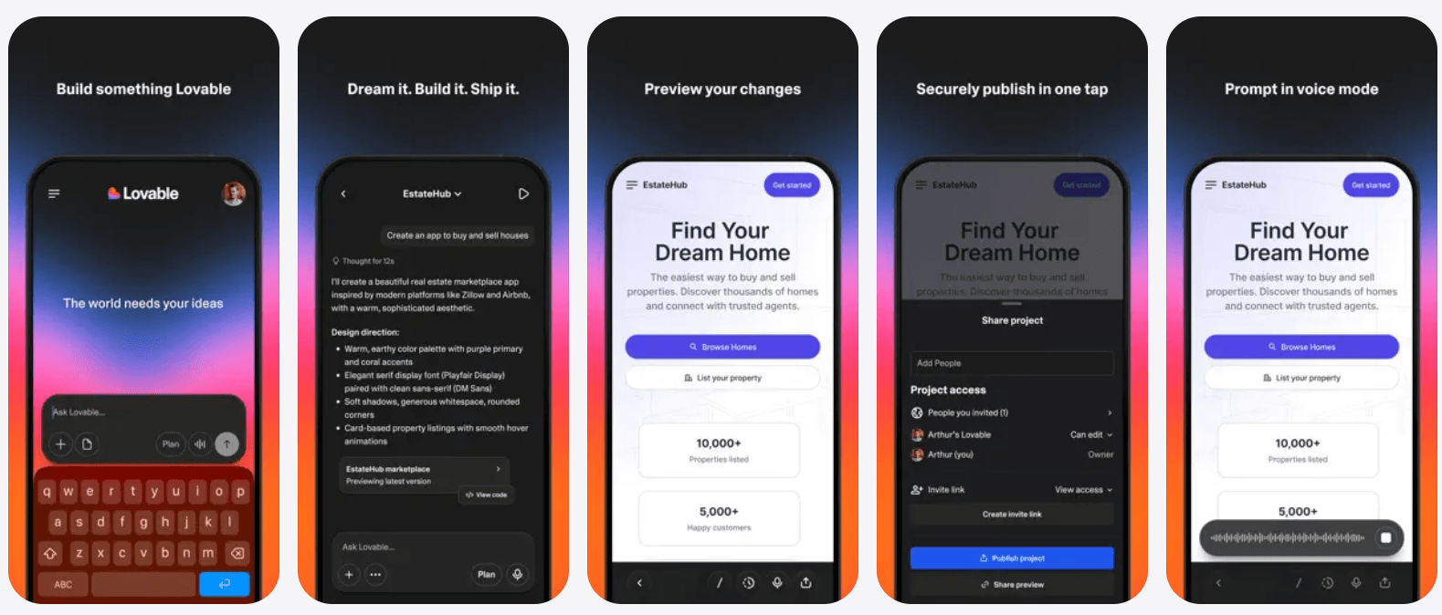 Lovable bringt mobile Apps für iOS und Android an den Start