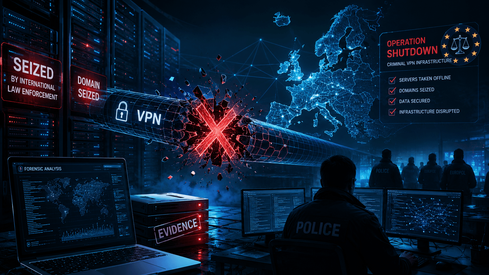 Europol legt kriminell genutzten VPN-Dienst lah