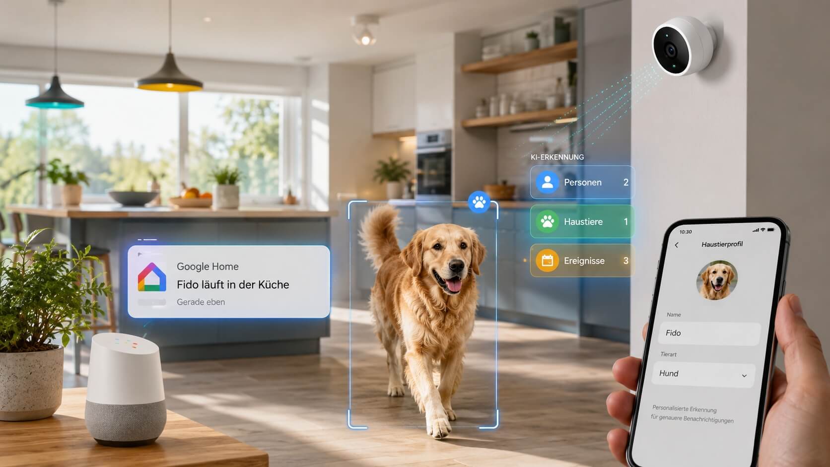 Google Home: KI-Kameras erkennen jetzt Haustiere beim Namen