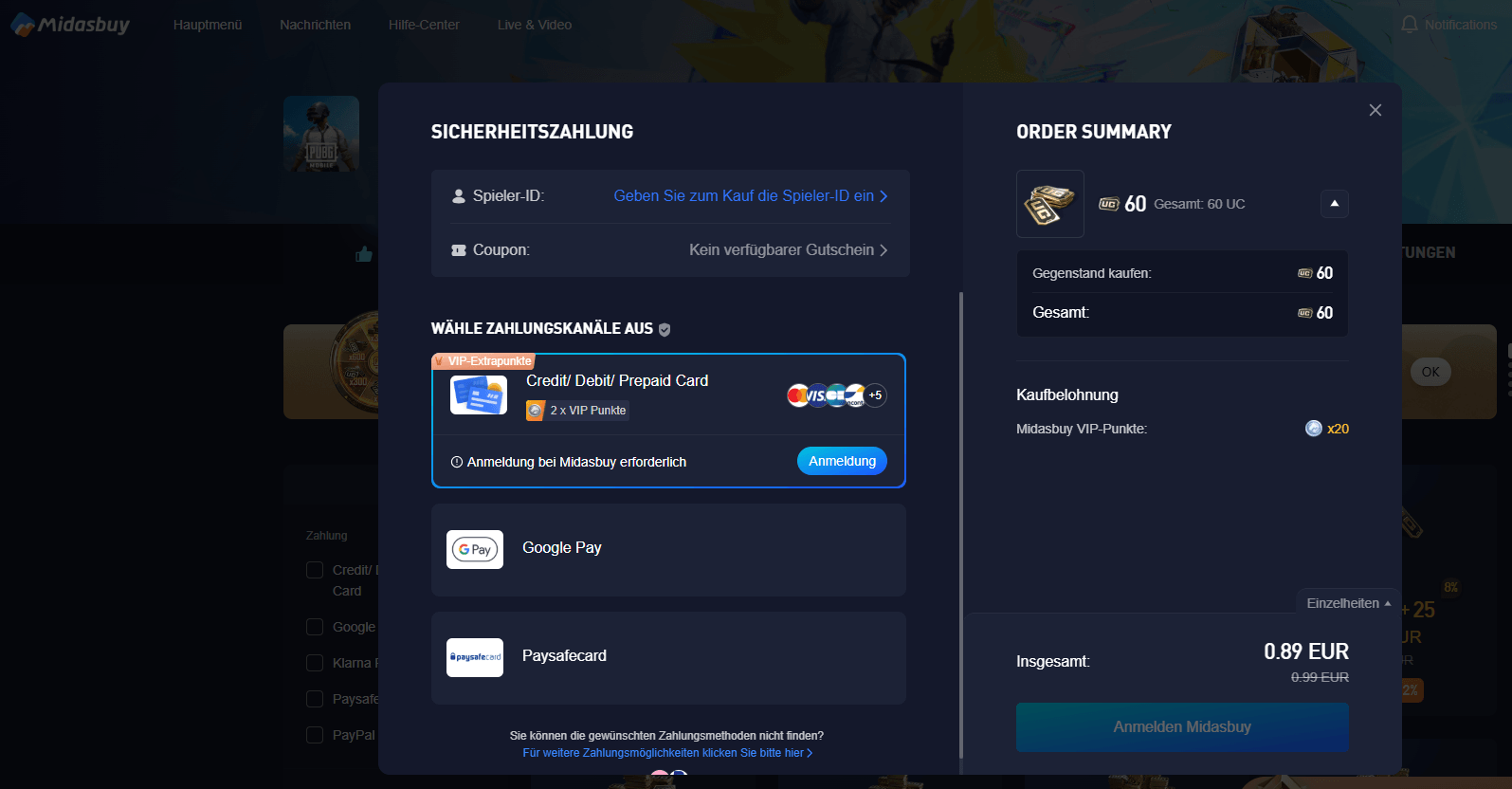 Midasbuy ist der bekannteste Anbieter für PUBG Mobile UC