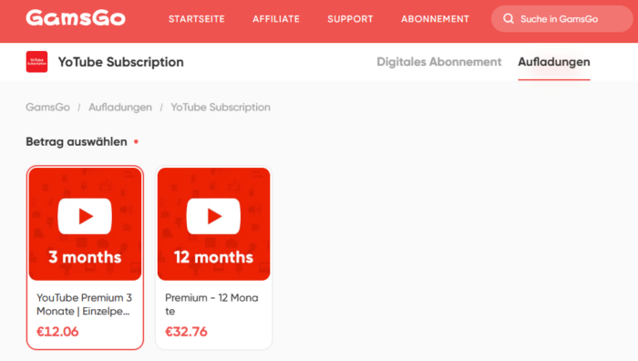 YouTube kaufen bzw. aufladen