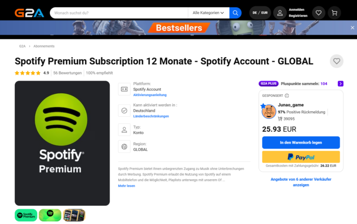 Günstiger Spotify-Account