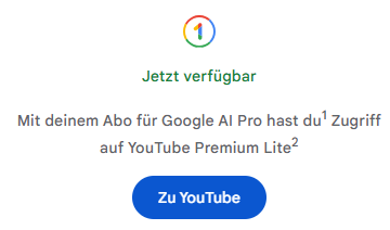 YouTube Premium in Google-AI-Abos (Gemini) kostenlos enthalten