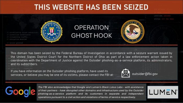 Hinweisseite des FBI