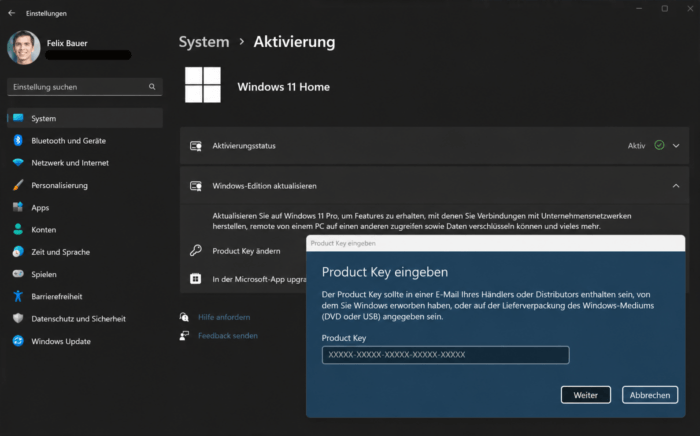 Windows 11 Home auf Pro upgraden