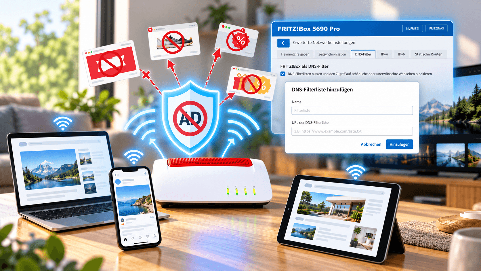 FRITZ!Box als Adblocker: Werbung im ganzen WLAN blockieren