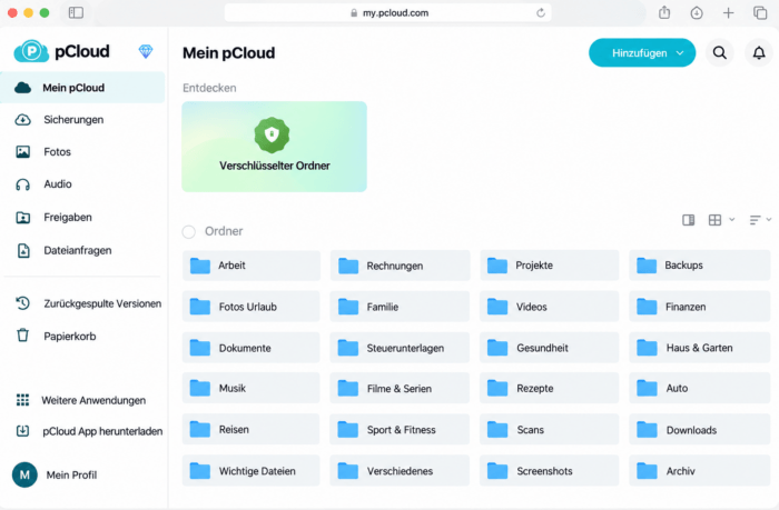 pCloud Speicher