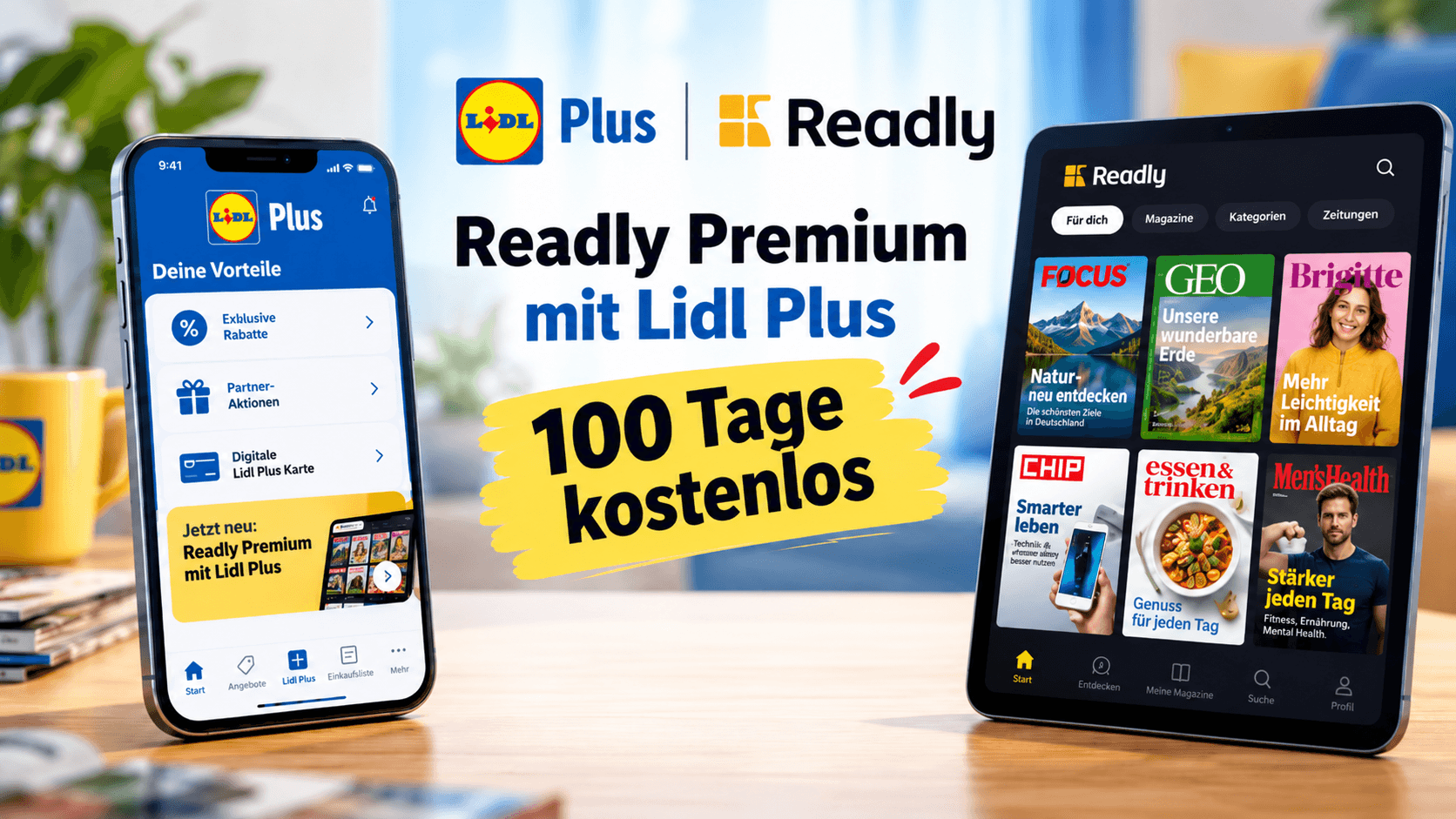 Readly: 100 Tage kostenlos - Lidl Plus verschenkt über 3 Monate Premium